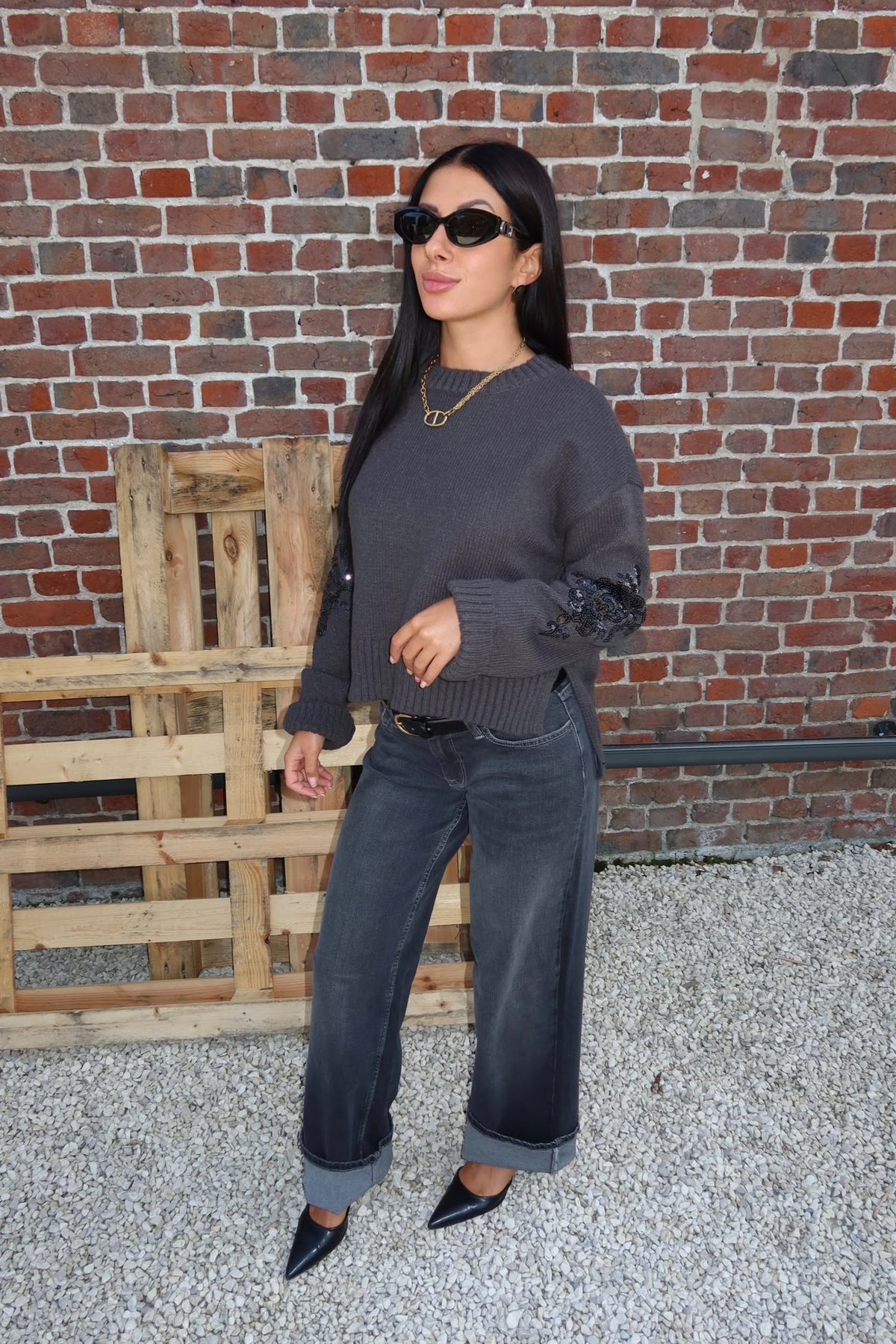 Pull Annika Gris anthracite - Only