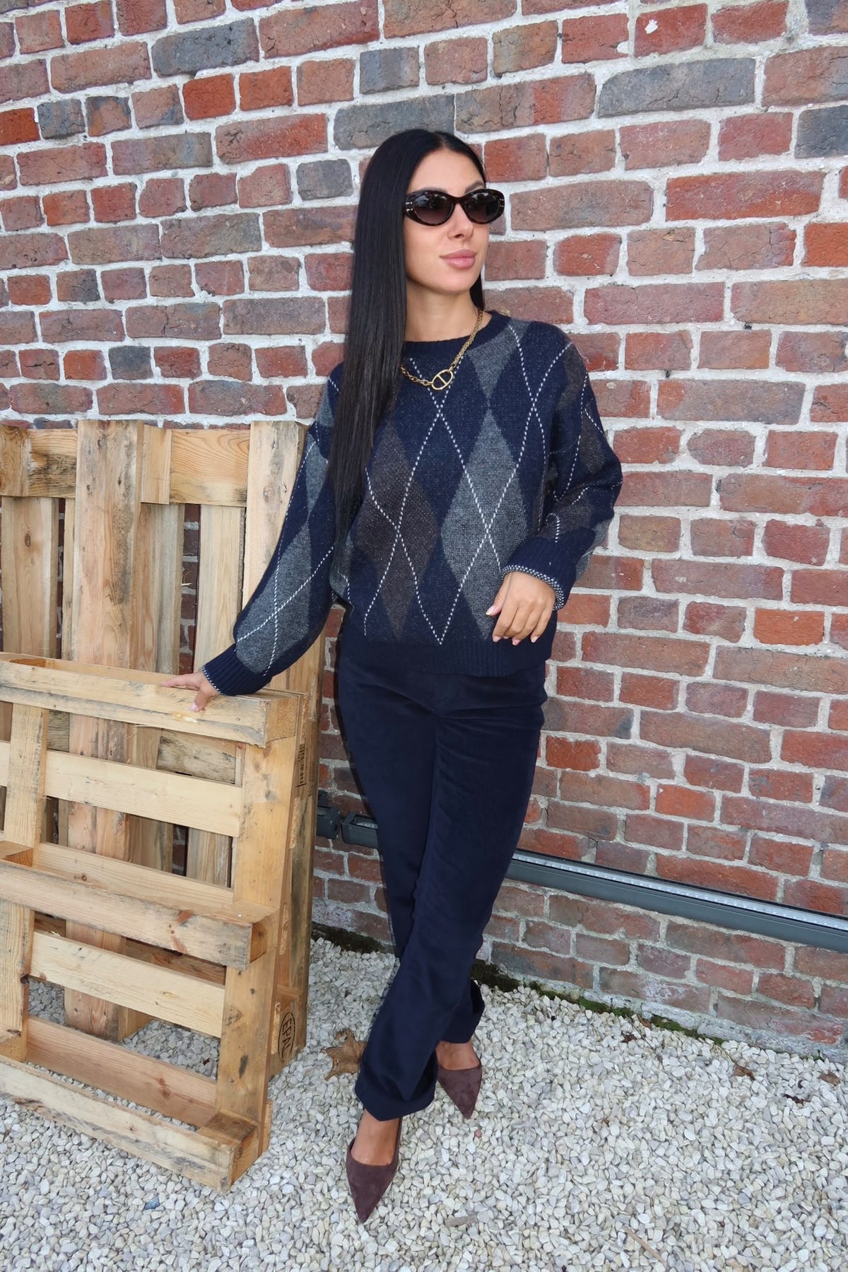 Pull Rhombus Bleu marine - Only