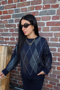 Pull Rhombus Bleu marine - Only