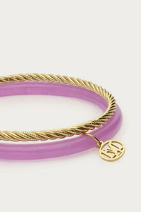 Ensemble de bracelets joncs fins Mauve