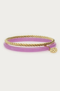 Ensemble de bracelets joncs fins Mauve