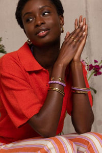 Ensemble de bracelets joncs fins Mauve