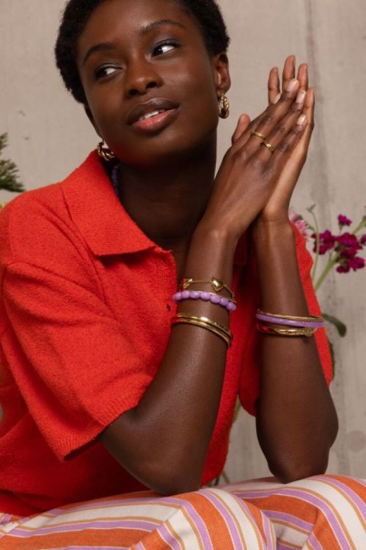 Ensemble de bracelets joncs fins Mauve