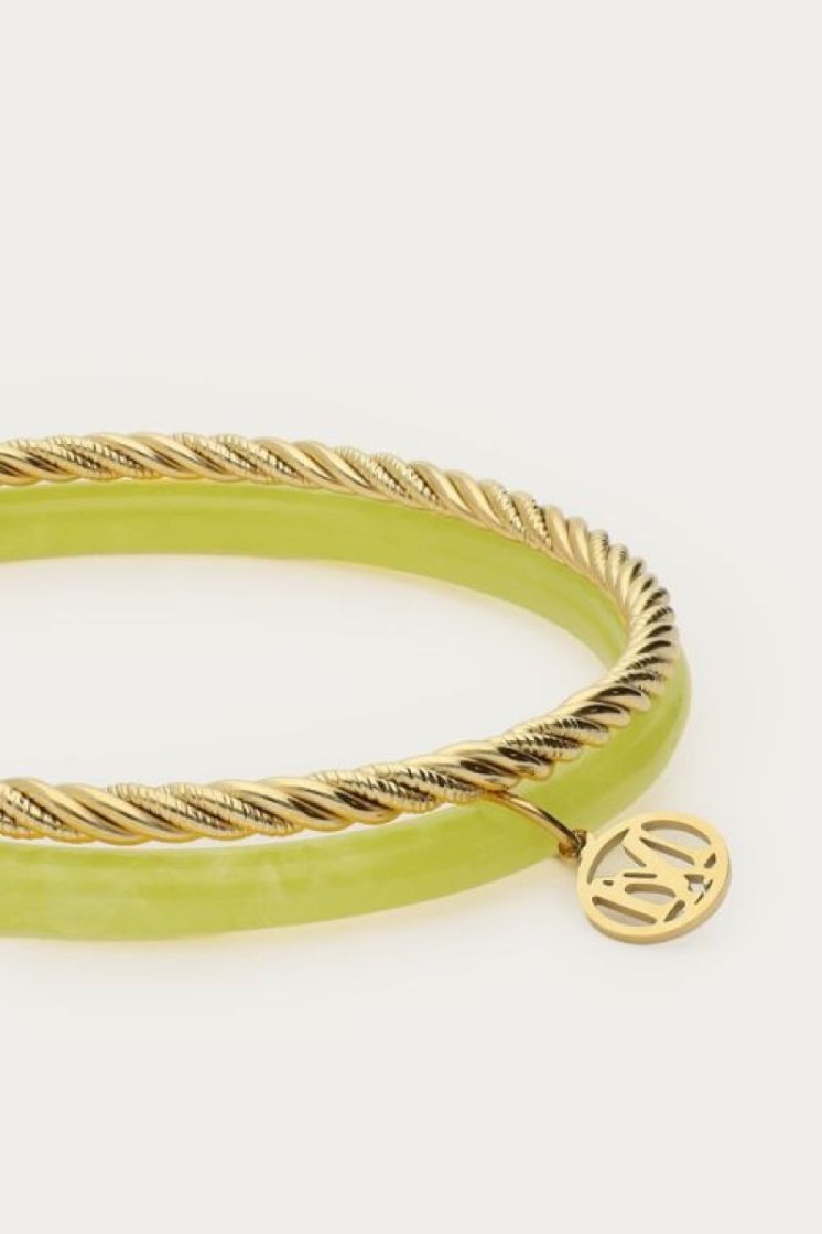 Ensemble de bracelets joncs fins Vert