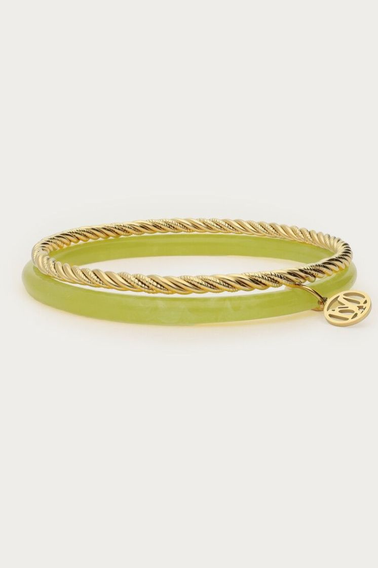 Ensemble de bracelets joncs fins Vert