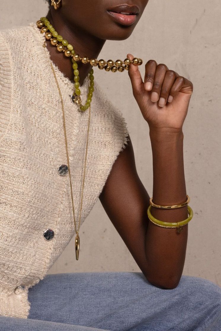 Ensemble de bracelets joncs fins Vert