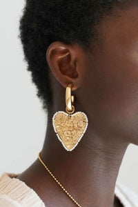 Boucles d'oreilles Nomads avec maxi cœur Doré