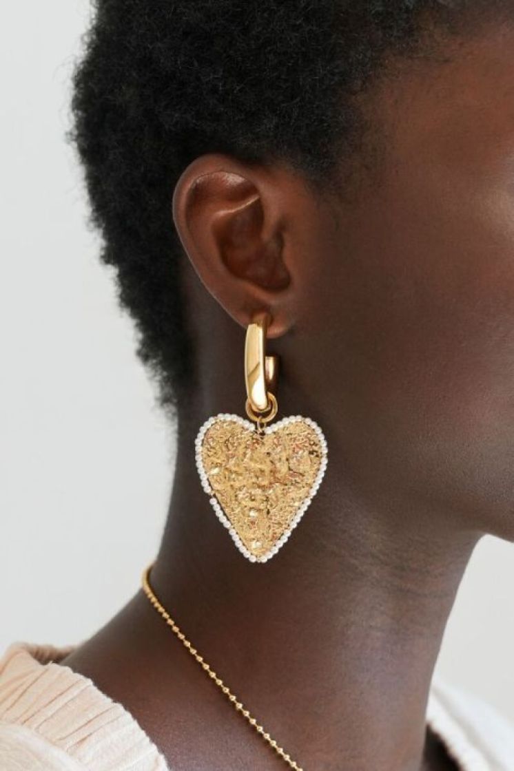 Boucles d'oreilles Nomads avec maxi cœur Doré