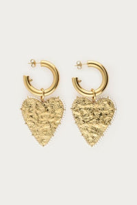 Boucles d'oreilles Nomads avec maxi cœur Doré