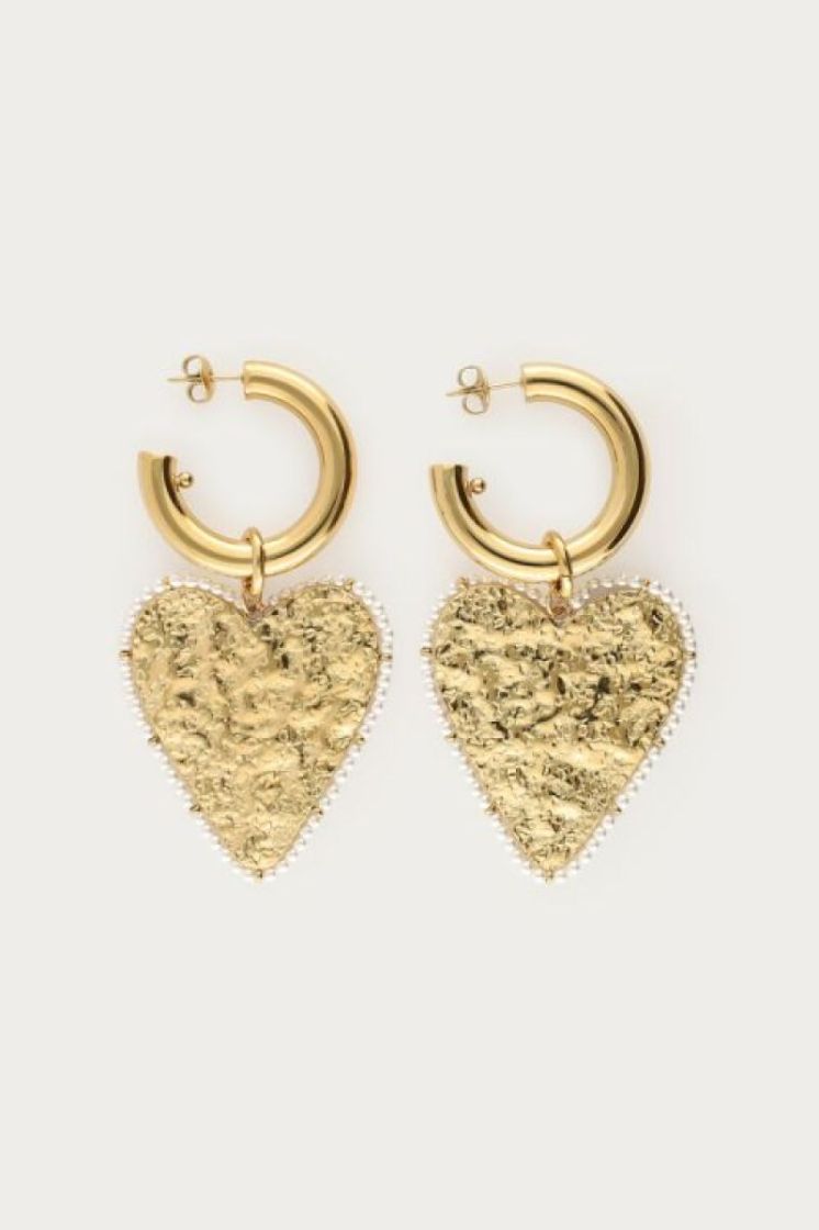 Boucles d'oreilles Nomads avec maxi cœur Doré