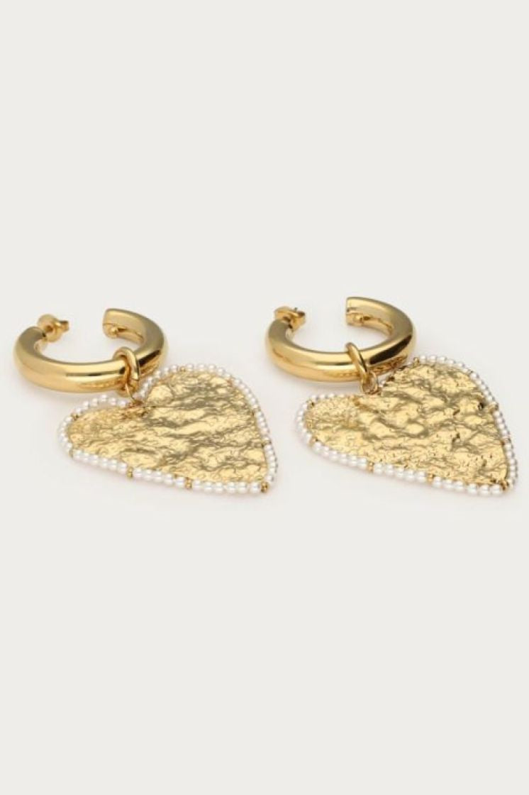 Boucles d'oreilles Nomads avec maxi cœur Doré