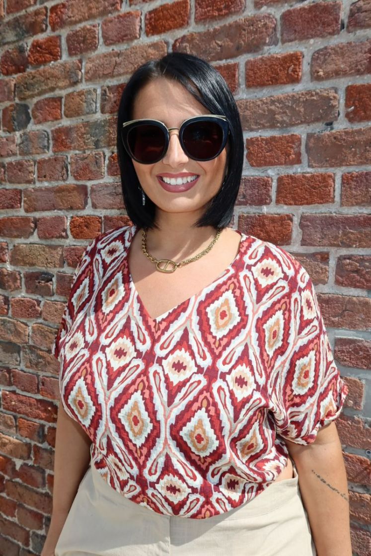 Blouse Belly Brick red abstr