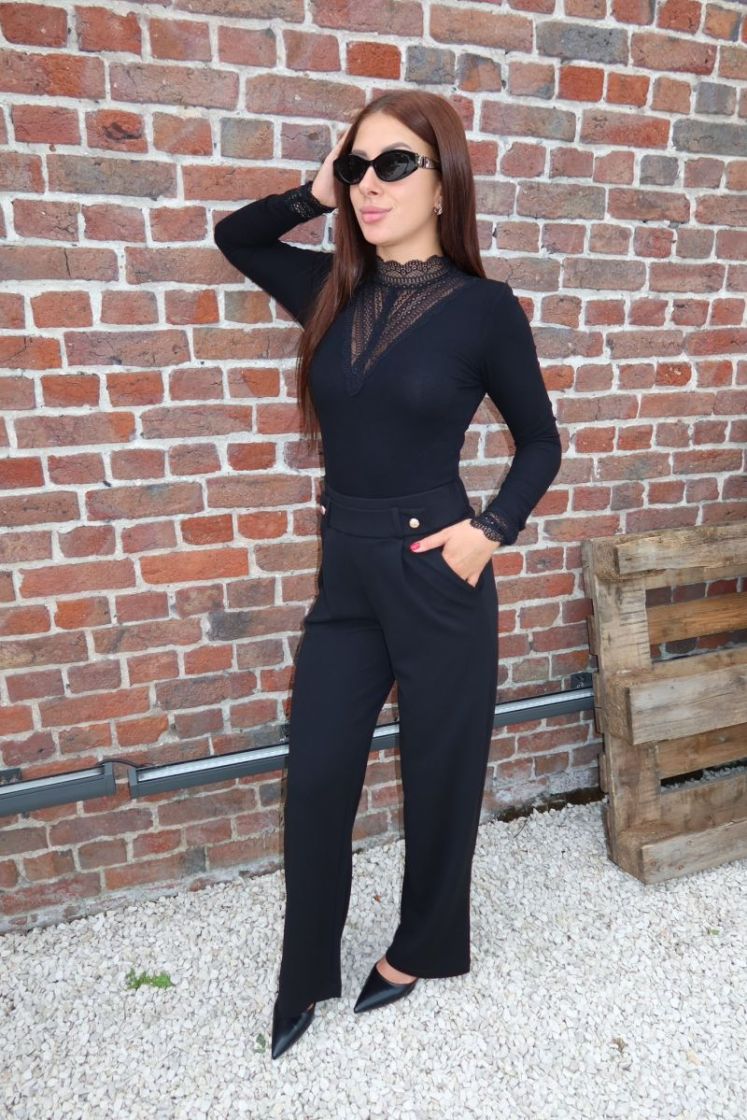 Pantalon Geggo Noir bouton dor