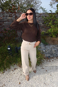 Pantalon en velour côtelé Beige - Only