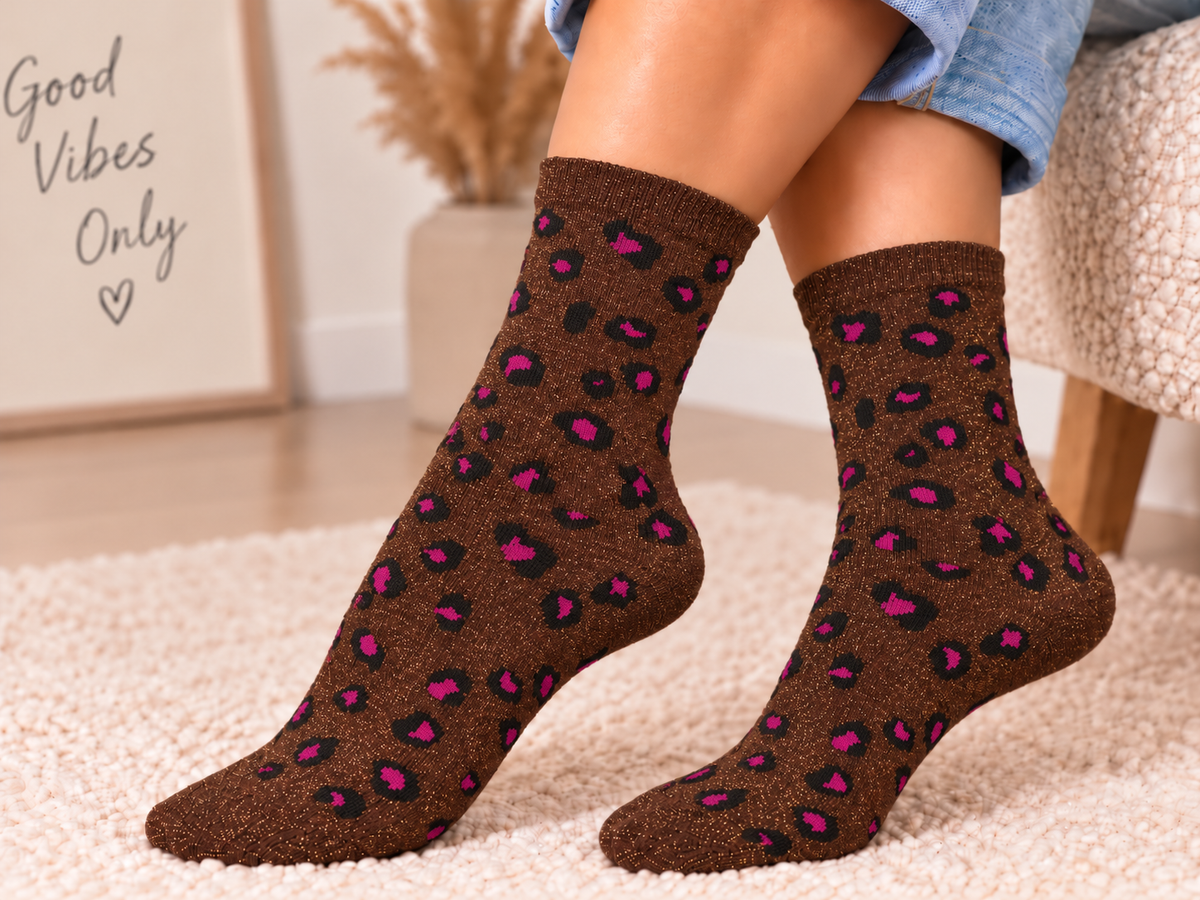Chaussette Sebby Marron léopard - Pieces