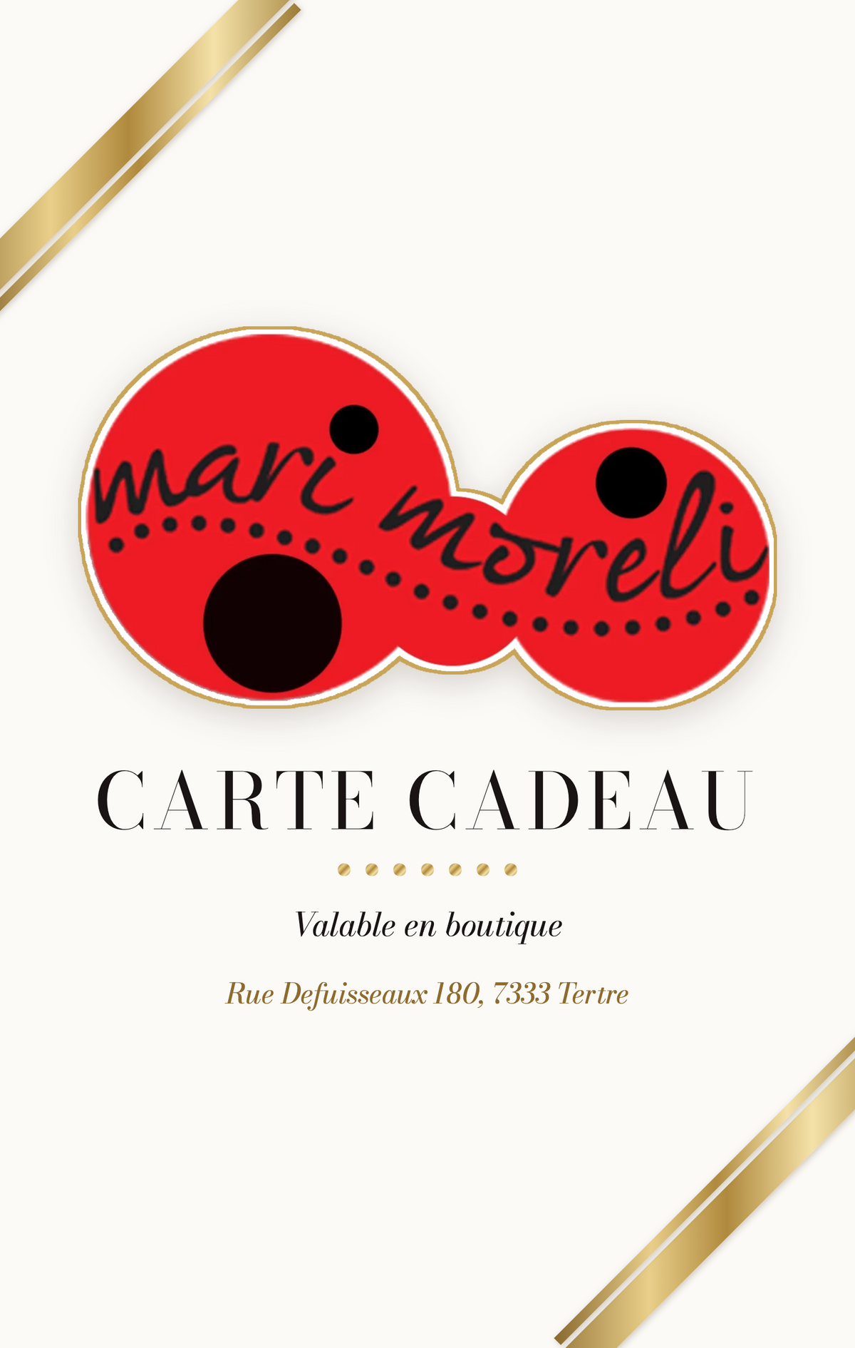 Carte-cadeau valable en boutique physique