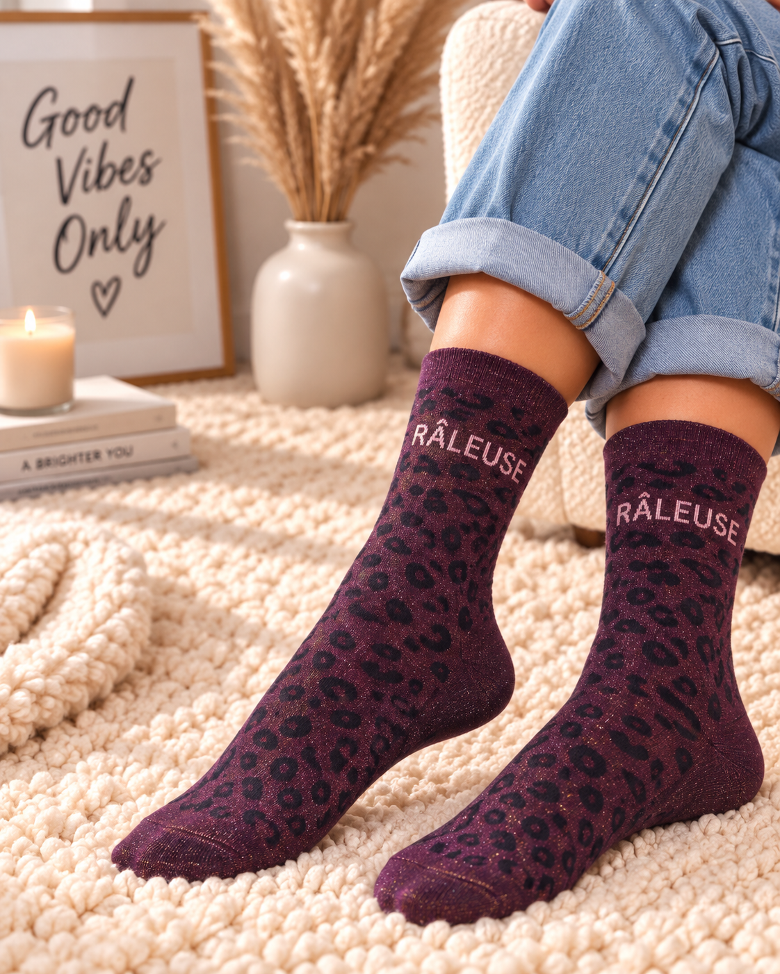 Chaussette Sebby Prune / Raleuse