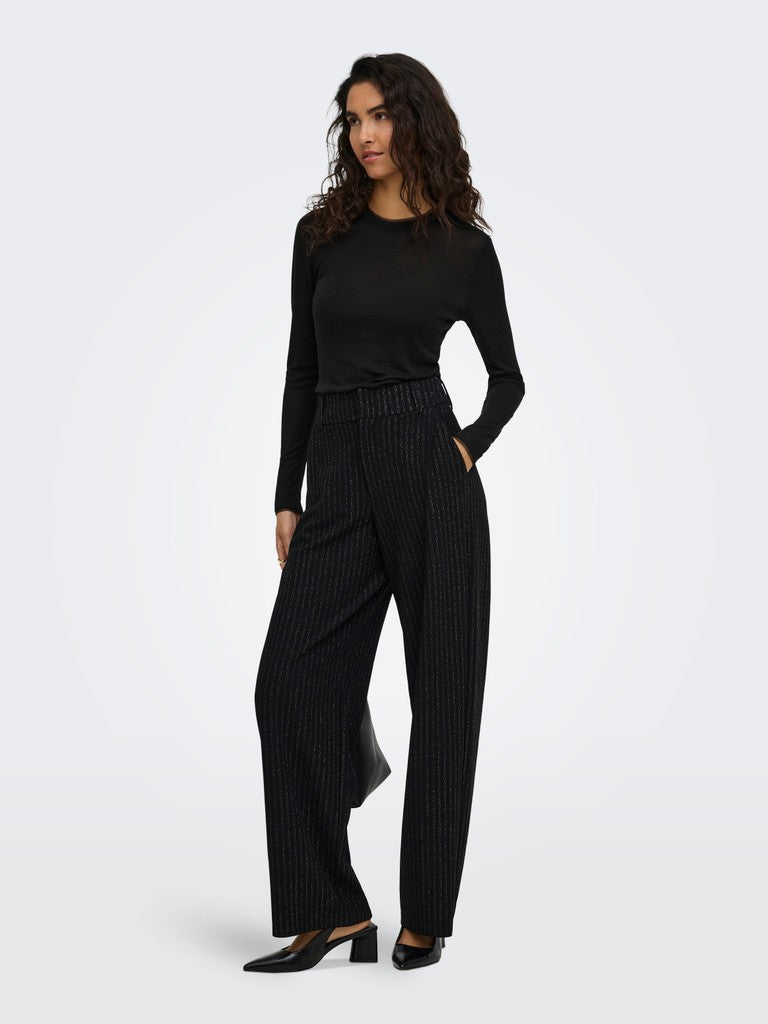 Pantalon Mary Noir ligne argentée - JDY