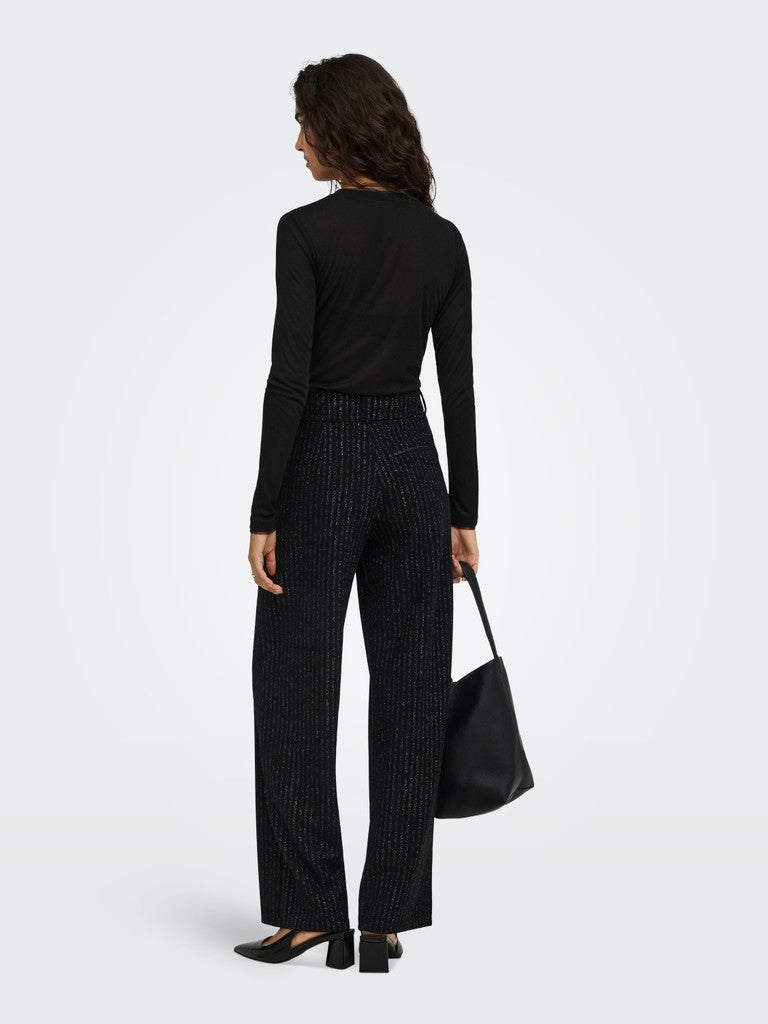 Pantalon Mary Noir ligne argentée - JDY